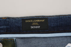 Blue Green Skinny Cotton Denim Jeans