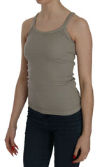 Beige Sleeveless Spaghetti Strap Tank Blouse