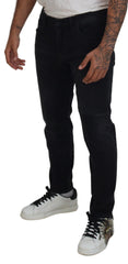 Black Angel Embroidery Skinny Denim Jeans