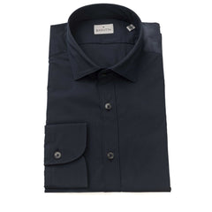 Blue Cotton Men Shirt Slim Fit with French Collar