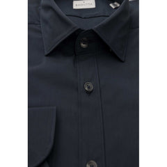 Blue Cotton Men Shirt Slim Fit with French Collar