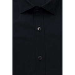 Blue Cotton Men Shirt Slim Fit with French Collar