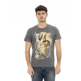 Gray Cotton Men Short Sleeve T-Shirt