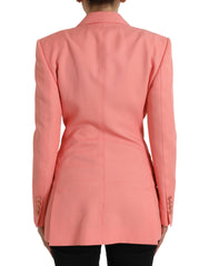 Pink Polyester Single Breasted Blazer Jacket