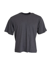 Gray Cotton Round Neck Short Sleeve T-Shirt