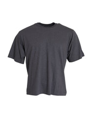 Gray Cotton Round Neck Short Sleeve T-Shirt