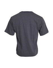 Gray Cotton Round Neck Short Sleeve T-Shirt