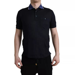 Polo Navy Blue Collared Silk Men T-shirt