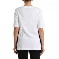 White Slogan Print Lace Detailed T-Shirt