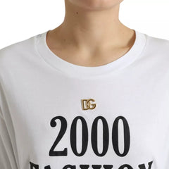 White Slogan Print Lace Detailed T-Shirt