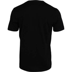 Black Cotton Round Neck Short Sleeves Men T-Shirt