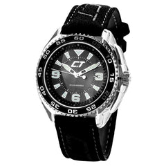 Black Leather Sport Watch