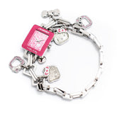 ساعة مع سوار من الفولاذ المقاوم للصدأ باللون الفضي