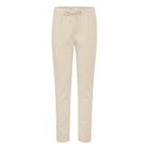 Beige Polyester Casual Pants