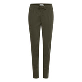 Green Polyester Casual Pants