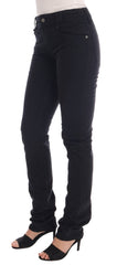 Black Cotton Denim Stretch Regular Fit Jeans