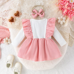 Spring And Autumn Baby Long-sleeved Corduroy Suspender Dress