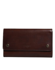 Brown Leather Logo Embossed Crossbody Bag