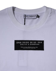 White Logo Print Cotton Crew Neck T-Shirt
