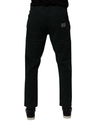 Dark Green Cotton Loose Men Denim Jeans