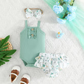 Summer Cute Baby Girl Solid Color Romper Shorts