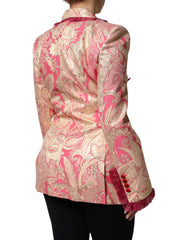 Pink Gold Jacquard Nylon Coat Blazer Jacket