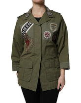 Military Green Queen Embellished Coat Jacket