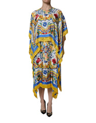 Multicolor Majolica Kaftan Short Sleeves Maxi Dress