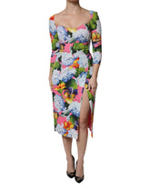 Multicolor Floral Side Slit Midi Dress