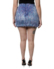 Multicolor Plush High Waist Mini Skirt
