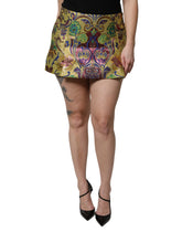 Multicolor Floral Jacquard Mid Waist Mini Skirt