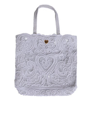 White Cordonetto Lace Beatrice Tote Shopping Bag