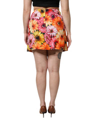 Multicolor Floral High Waist Mini Skirt