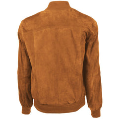 Brown Calfskin Men Bomber Jacket