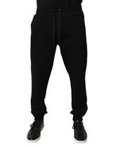 Black Cotton Mid Waist Jogger Sweatpants Pants
