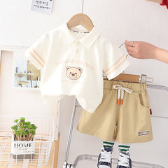 Short-sleeved Suit Baby Polo Shirt Two-piece Suit