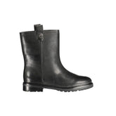 Black Leather Women Ankle Boot
