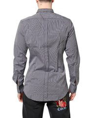 Black White Striped GOLD Formal Dress Shirt