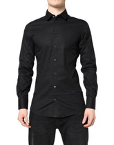Black Gold Cotton Long Sleeves Dress Shirt