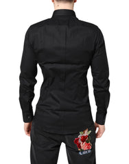 Black Gold Cotton Long Sleeves Dress Shirt