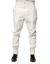 White Nylon Tapered Dress Men Pants