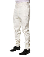 White Nylon Tapered Dress Men Pants