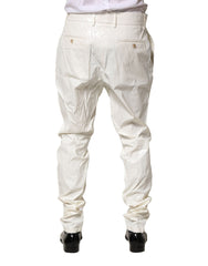 White Nylon Tapered Dress Men Pants