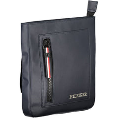Navy Polyurethane Men's Shoulder Bag