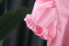 Girl's Square Collar Puff Sleeve Princess Dress