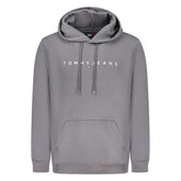 Grigio Cotton Men Sweatshirt Hooded Embroidery Pocket