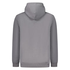 Grigio Cotton Men Sweatshirt Hooded Embroidery Pocket