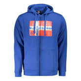 Blue Cotton Men's Hooded Sweatshirt