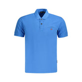 Blue Cotton Men Polo Shirt