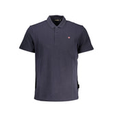Blue Cotton Men Polo Shirt